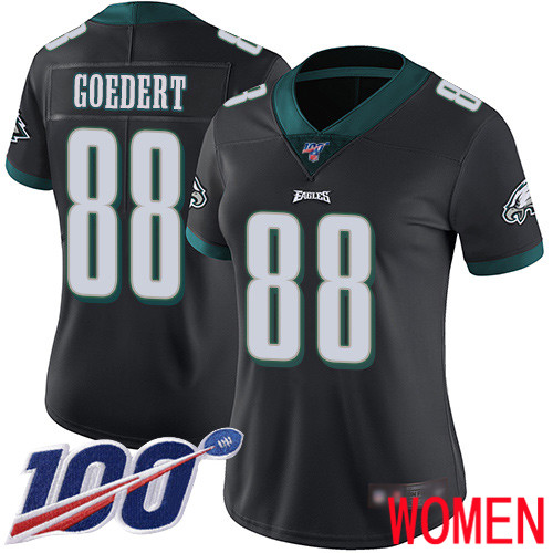Women Philadelphia Eagles 88 Dallas Goedert Black Alternate Vapor Untouchable NFL Jersey Limited Player 100th